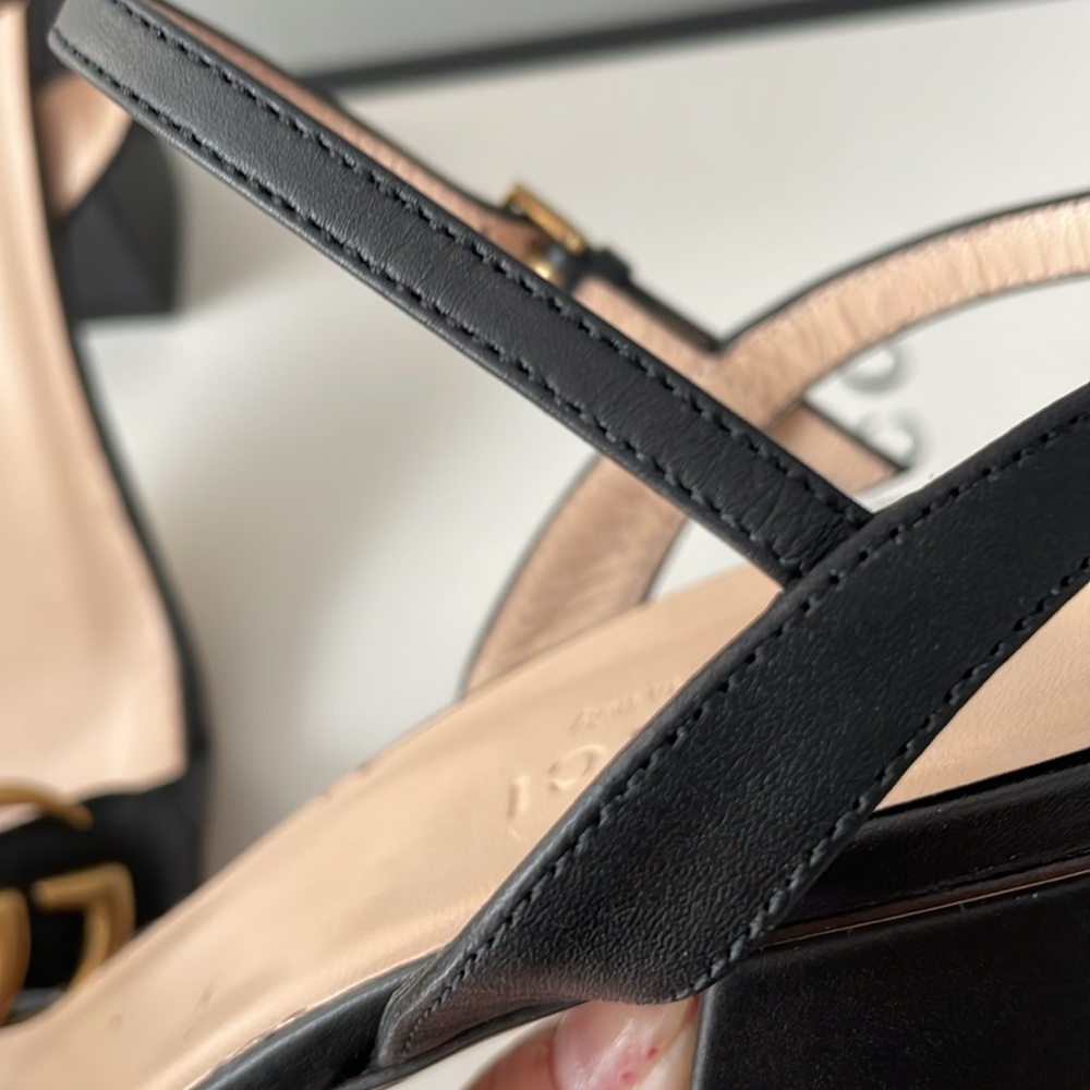 Gucci GG leather mid heel sandals - Picture 9 of 12